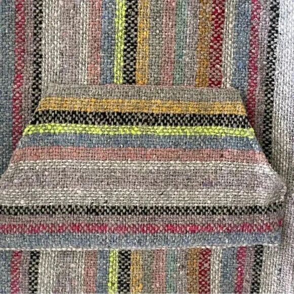 Mexican Boho Hooded Baja-Stripe Multicolor Unisex Pullover Pancho SZ S - Picture 8 of 10